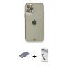 MARSİLYAN™- iPhone 12 Pro Kılıf Eksen Minimal Koleksiyonu - Şeffaf Uv Polymer Nano Ekran Koruyucu + Renkli Kamera Lens Koruma Cam - YL