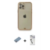 MARSİLYAN™- iPhone 12 Pro Kılıf Eksen Minimal Koleksiyonu - Şeffaf Uv Polymer Nano Ekran Koruyucu + Shine Kamera Lens Koruma Cam - GS