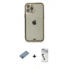 MARSİLYAN™- iPhone 12 Pro Kılıf Eksen Minimal Koleksiyonu - Şeffaf Uv Polymer Nano Ekran Koruyucu + Shine Kamera Lens Koruma Cam - GI