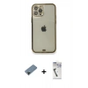 MARSİLYAN™- iPhone 12 Pro Kılıf Eksen Minimal Koleksiyonu - Şeffaf Uv Polymer Nano Ekran Koruyucu + Shine Kamera Lens Koruma Cam - SH