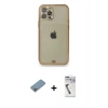 MARSİLYAN™- iPhone 12 Pro Kılıf Eksen Minimal Koleksiyonu - Şeffaf Uv Polymer Nano Ekran Koruyucu + Shine Kamera Lens Koruma Cam - GI