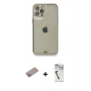 MARSİLYAN™- iPhone 12 Pro Kılıf Eksen Minimal Koleksiyonu - Şeffaf Uv Polymer Nano Ekran Koruyucu + Shine Kamera Lens Koruma Cam - SABE