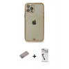 MARSİLYAN™- iPhone 12 Pro Kılıf Eksen Minimal Koleksiyonu - Şeffaf Uv Polymer Nano Ekran Koruyucu + Shine Kamera Lens Koruma Cam - SABE