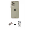 MARSİLYAN™- iPhone 12 Pro Kılıf Eksen Minimal Koleksiyonu - Şeffaf Uv Polymer Nano Ekran Koruyucu + Shine Kamera Lens Koruma Cam - SABE