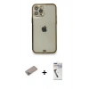 MARSİLYAN™- iPhone 12 Pro Kılıf Eksen Minimal Koleksiyonu - Şeffaf Uv Polymer Nano Ekran Koruyucu + Shine Kamera Lens Koruma Cam - SABE