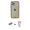 MARSİLYAN™- iPhone 12 Pro Kılıf Eksen Minimal Koleksiyonu - Şeffaf Uv Polymer Nano Ekran Koruyucu + Renkli Kamera Lens Koruma Cam - TU