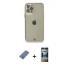 MARSİLYAN™- iPhone 12 Pro Kılıf Eksen Minimal Koleksiyonu - Siyah 34D Hayalet Izgaralı Cam + Açık Yeşil Metal Kamera Lens Koruma Cam