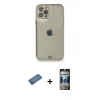 MARSİLYAN™- iPhone 12 Pro Kılıf Eksen Minimal Koleksiyonu - Siyah 34D Hayalet Izgaralı Cam + Shine Kamera Lens Koruma Cam - GD