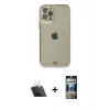 MARSİLYAN™- iPhone 12 Pro Kılıf Eksen Minimal Koleksiyonu - Siyah 34D Hayalet Izgaralı Cam + Kamera Lens Koruma Cam - SF