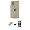MARSİLYAN™- iPhone 12 Pro Kılıf Eksen Minimal Koleksiyonu - Siyah 34D Hayalet Izgaralı Cam + Metal Kamera Lens Koruma Cam - KUYL