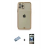 MARSİLYAN™- iPhone 12 Pro Kılıf Eksen Minimal Koleksiyonu - Siyah 34D Hayalet Izgaralı Cam + Shine Kamera Lens Koruma Cam - MI