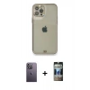 MARSİLYAN™- iPhone 12 Pro Kılıf Eksen Minimal Koleksiyonu - Siyah 34D Hayalet Izgaralı Cam + Neon Fosforlu Kamera Lens - BZ