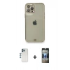 MARSİLYAN™- iPhone 12 Pro Kılıf Eksen Minimal Koleksiyonu - Siyah 34D Hayalet Izgaralı Cam + Shine Kamera Lens - MI