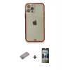 MARSİLYAN™- iPhone 12 Pro Kılıf Eksen Minimal Koleksiyonu - Siyah 34D Hayalet Izgaralı Cam + Shine Kamera Lens Koruma Cam - SABE