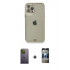 MARSİLYAN™- iPhone 12 Pro Kılıf Eksen Minimal Koleksiyonu - Siyah 34D Hayalet Izgaralı Cam + Yeşil Neon Fosforlu Kamera Lens