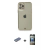MARSİLYAN™- iPhone 12 Pro Kılıf Eksen Minimal Koleksiyonu - Siyah 34D Hayalet Izgaralı Cam + Renkli Kamera Lens Koruma Cam - YL