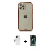 MARSİLYAN™- iPhone 12 Pro Kılıf Eksen Minimal Koleksiyonu - Siyah 360 Mat Full Body Arka Koruyucu + Mavi Shine Kamera Lens