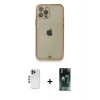 MARSİLYAN™- iPhone 12 Pro Kılıf Eksen Minimal Koleksiyonu - Siyah 360 Mat Full Body Arka Koruyucu + Mavi Shine Kamera Lens
