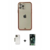 MARSİLYAN™- iPhone 12 Pro Kılıf Eksen Minimal Koleksiyonu - Siyah 360 Mat Full Body Arka Koruyucu + Shine Kamera Lens - GD