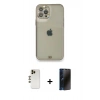 MARSİLYAN™- iPhone 12 Pro Kılıf Eksen Minimal Koleksiyonu - Siyah 3D Antistatik Hayalet Cam Ekran Koruyucu + Shine Kamera Lens - GD