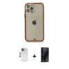 MARSİLYAN™- iPhone 12 Pro Kılıf Eksen Minimal Koleksiyonu - Siyah 3D Antistatik Hayalet Cam Ekran Koruyucu + Shine Kamera Lens - MI