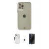 MARSİLYAN™- iPhone 12 Pro Kılıf Eksen Minimal Koleksiyonu - Siyah 3D Antistatik Hayalet Cam Ekran Koruyucu + Shine Kamera Lens - GS