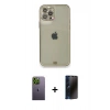 MARSİLYAN™- iPhone 12 Pro Kılıf Eksen Minimal Koleksiyonu - Siyah 3D Antistatik Hayalet Cam Ekran Koruyucu + Neon Fosforlu Kamera Lens - YL