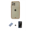 MARSİLYAN™- iPhone 12 Pro Kılıf Eksen Minimal Koleksiyonu - Siyah 3D Antistatik Hayalet Cam Ekran Koruyucu + Metal Kamera Lens Koruma Cam - KUYL
