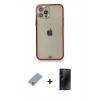 MARSİLYAN™- iPhone 12 Pro Kılıf Eksen Minimal Koleksiyonu - Siyah 3D Antistatik Hayalet Cam Ekran Koruyucu + Metal Kamera Lens Koruma Cam - KUYL