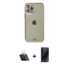MARSİLYAN™- iPhone 12 Pro Kılıf Eksen Minimal Koleksiyonu - Siyah 3D Antistatik Hayalet Cam Ekran Koruyucu + Şeffaf Kamera Lens Koruma Cam