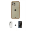 MARSİLYAN™- iPhone 12 Pro Kılıf Eksen Minimal Koleksiyonu - Siyah 3D Antistatik Hayalet Cam Ekran Koruyucu + Shine Kamera Lens - GS