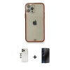 MARSİLYAN™- iPhone 12 Pro Kılıf Eksen Minimal Koleksiyonu - Siyah 3D Antistatik Hayalet Cam Ekran Koruyucu + Shine Kamera Lens - GD