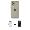 MARSİLYAN™- iPhone 12 Pro Kılıf Eksen Minimal Koleksiyonu - Siyah 3D Antistatik Hayalet Cam Ekran Koruyucu + Shine Kamera Lens - MI