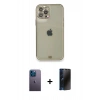 MARSİLYAN™- iPhone 12 Pro Kılıf Eksen Minimal Koleksiyonu - Siyah 3D Antistatik Hayalet Cam Ekran Koruyucu + Neon Fosforlu Kamera Lens - MI