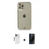 MARSİLYAN™- iPhone 12 Pro Kılıf Eksen Minimal Koleksiyonu - Siyah 3D Antistatik Hayalet Cam Ekran Koruyucu + Shine Kamera Lens - MI