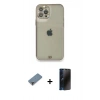 MARSİLYAN™- iPhone 12 Pro Kılıf Eksen Minimal Koleksiyonu - Siyah 3D Antistatik Hayalet Cam Ekran Koruyucu + Metal Kamera Lens Koruma Cam - MR