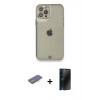 MARSİLYAN™- iPhone 12 Pro Kılıf Eksen Minimal Koleksiyonu - Siyah 3D Antistatik Hayalet Cam Ekran Koruyucu + Renkli Kamera Lens Koruma Cam - MI