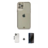 MARSİLYAN™- iPhone 12 Pro Kılıf Eksen Minimal Koleksiyonu - Siyah 3D Antistatik Hayalet Cam Ekran Koruyucu + Shine Kamera Lens - GS