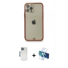 MARSİLYAN™- iPhone 12 Pro Kılıf Eksen Minimal Koleksiyonu - Siyah 3D Antistatik Seramik Nano Ekran Koruyucu + Shine Kamera Lens - MI