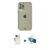 MARSİLYAN™- iPhone 12 Pro Kılıf Eksen Minimal Koleksiyonu - Siyah 3D Antistatik Seramik Nano Ekran Koruyucu + Shine Kamera Lens - GD