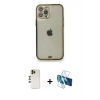 MARSİLYAN™- iPhone 12 Pro Kılıf Eksen Minimal Koleksiyonu - Siyah 3D Antistatik Seramik Nano Ekran Koruyucu + Shine Kamera Lens - GD