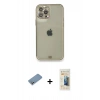 MARSİLYAN™- iPhone 12 Pro Kılıf Eksen Minimal Koleksiyonu - Siyah 6D Mat Seramik Hayalet Nano Ekran Koruyucu + Gümüş Shine Kamera Lens Koruma Cam