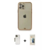 MARSİLYAN™- iPhone 12 Pro Kılıf Eksen Minimal Koleksiyonu - Siyah 6D Mat Seramik Hayalet Nano Ekran Koruyucu + Shine Kamera Lens - GD