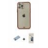 MARSİLYAN™- iPhone 12 Pro Kılıf Eksen Minimal Koleksiyonu - Siyah 6D Mat Seramik Hayalet Nano Ekran Koruyucu + Shine Kamera Lens Koruma Cam - MI