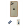 MARSİLYAN™- iPhone 12 Pro Kılıf Eksen Minimal Koleksiyonu - Siyah 6D Mat Seramik Hayalet Nano Ekran Koruyucu + Metal Kamera Lens Koruma Cam - AKYL