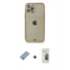 MARSİLYAN™- iPhone 12 Pro Kılıf Eksen Minimal Koleksiyonu - Siyah 6D Mat Seramik Hayalet Nano Ekran Koruyucu + Koyu Yeşil Metal Kamera Lens Koruma Cam