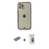 MARSİLYAN™- iPhone 12 Pro Kılıf Eksen Minimal Koleksiyonu - Siyah 6D Mat Seramik Hayalet Nano Ekran Koruyucu + Renkli Kamera Lens Koruma Cam - MI