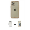 MARSİLYAN™- iPhone 12 Pro Kılıf Eksen Minimal Koleksiyonu - Siyah 6D Mat Seramik Hayalet Nano Ekran Koruyucu + Shine Kamera Lens - GS