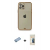 MARSİLYAN™- iPhone 12 Pro Kılıf Eksen Minimal Koleksiyonu - Siyah 6D Mat Seramik Hayalet Nano Ekran Koruyucu + Shine Kamera Lens Koruma Cam - MI