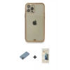 MARSİLYAN™- iPhone 12 Pro Kılıf Eksen Minimal Koleksiyonu - Siyah 6D Mat Seramik Hayalet Nano Ekran Koruyucu + Shine Kamera Lens Koruma Cam - GI